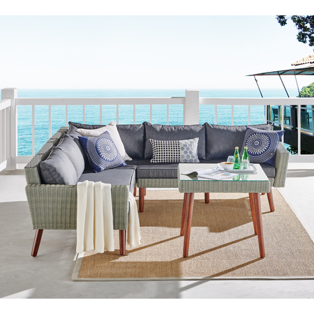 Alaterre Furniture Albany All-Weather Wicker Outdoor Gray Corner Sectional Sofa, Weight: 133.2 AWWD0122DD